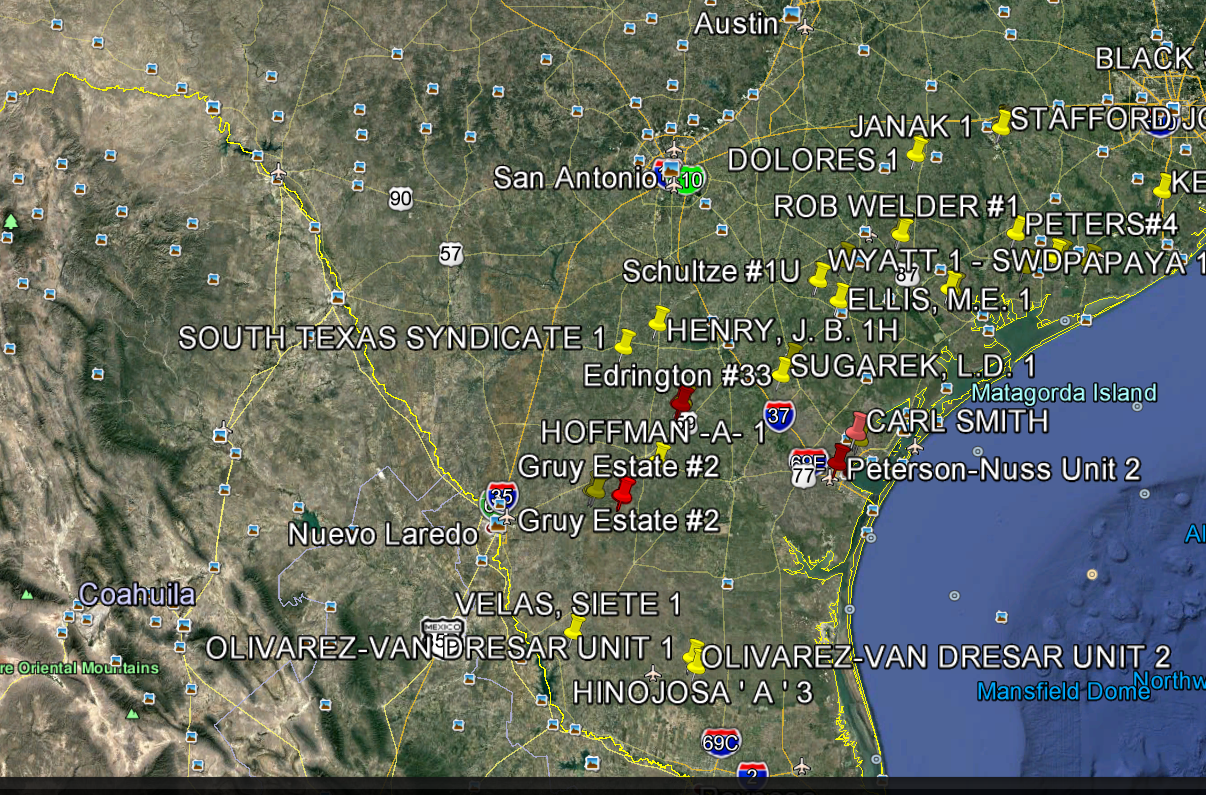 South Texas Basin geological survey and acreage